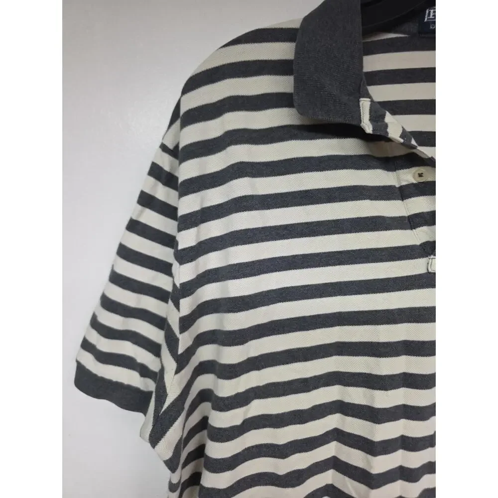 Polo Ralph Lauren Polo Shirt Mens Size XL Grey White Striped 100% Cotton